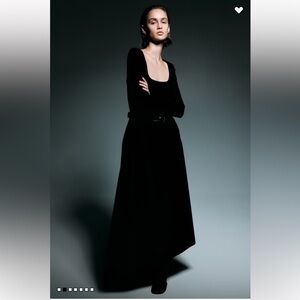 H&M DRESS WITH FLARED SKIRT - FITTED BODICE POPLIN FLARED MAXI - LONG SLEEVE